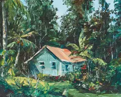 Beverly Fettig, Farm, Sugar Cane Mill, and Coastal Views (a group of seven), two oil on canvasboard; five oil on canvas