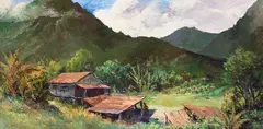 Sam A. Roberts, View of a Hawaiian Plantation, 1968, oil on canvas