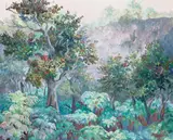 Betty Hay Freeland, 'Ōhiʻa Lehua Forest, Volcano National Park, 1985, oil on canvas