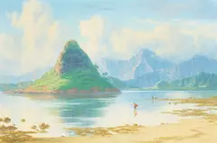 Lloyd Sexton, Jr., Mokoliʻi, Kāneʻohe Bay, Koʻolau Mountains, Oʻahu, 1982, oil on canvas
