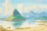 Lloyd Sexton, Jr., Mokoliʻi, Kāneʻohe Bay, Koʻolau Mountains, Oʻahu, 1982, oil on canvas