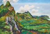 Sunao Hironaka, Nuʻuanu Pali Lookout, Oʻahu, 1952, oil on canvas