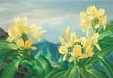 Lloyd Sexton, Jr., Yellow Ginger on Tantalus Overlooking Manoa Valley Falls, Oʻahu, 1961, oil on canvas