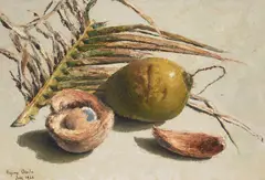 Hajime Okuda, Coconuts, 1962, oil on canvas