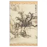 Betty Ecke, Mountainous Landscape with Tree by a Waterfall, ink on paper, hanging scroll
