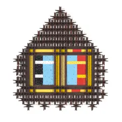 Tony Berlant, Twins, 1980, metal collage on plywood in found frame