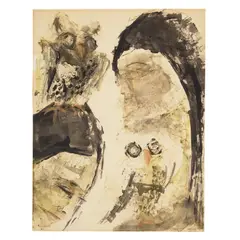 Betye Saar, Lovers with Twilight Birds, 1964, watercolor, ink and wash on paper mounted on illustration board