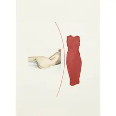 Judith Shea, Red Curve, 1991, casein, colored pencil and graphite on paper