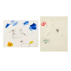 Raymond Saunders, Group of two works on paper, circa 1985/1987, acrylic and graphite on paper