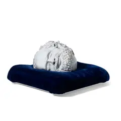 Cashew Lullaby by Robert Carston Arneson, 1973, glazed ceramic and stuffed velvet pillow on wood base, sold Apr 2024