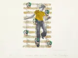 Carole Caroompas, Shuffle, Step, Change, 1974, colored pencil, rubber stamp and collage on paper