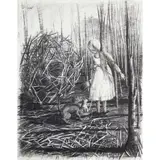 Loie Hollowell, Feeding the Cats in the Back Yard, circa 2004, charcoal and acrylic on paper
