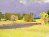 Wolf Kahn, Bad Weather Brewing, Cedar Creek, TX (also known as, Bad Weather Brewing, Cedar Springs, TX), 1985, oil on canvas