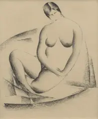 William S. Schwartz, Seated Female Nude, 1927, charcoal on paper