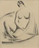 William S. Schwartz, Seated Female Nude, 1927, charcoal on paper