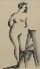 William S. Schwartz, Standing Female Nude, 1927, charcoal on paper
