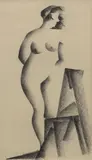 William S. Schwartz, Standing Female Nude, 1927, charcoal on paper