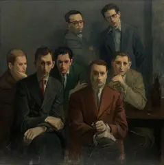 Raphael Soyer, A Group of Artists, circa 1953, oil on canvas