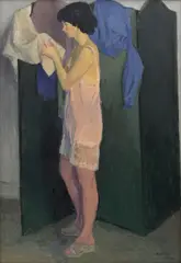Raphael Soyer, Woman Drying Her Hands, 1982, oil on canvas