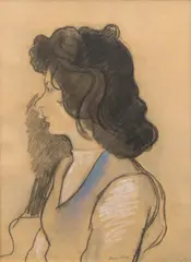 Joseph Stella, Woman in Profile, pastel on paper