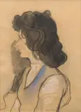 Joseph Stella, Woman in Profile, pastel on paper