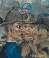 The Skeptics by Philip Evergood, 1946, oil on canvas, sold Aug 2024