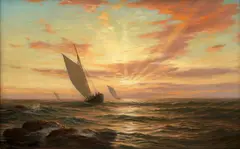 Sunset Under Sail by Warren Sheppard, oil on canvas, sold Aug 2024