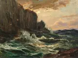 Constantin Aleksandrovich Westchiloff, Surf on Cliffs, oil on canvas