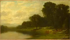 John William Casilear, Lake George Scene, oil on canvas laid down on board