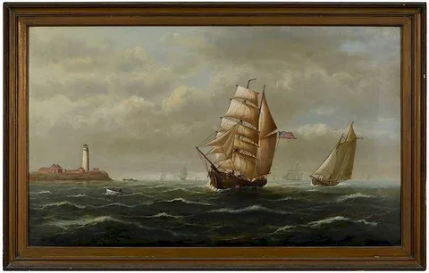 Wesley Webber, A Schooner Brig Off the Coast, oil on canvas