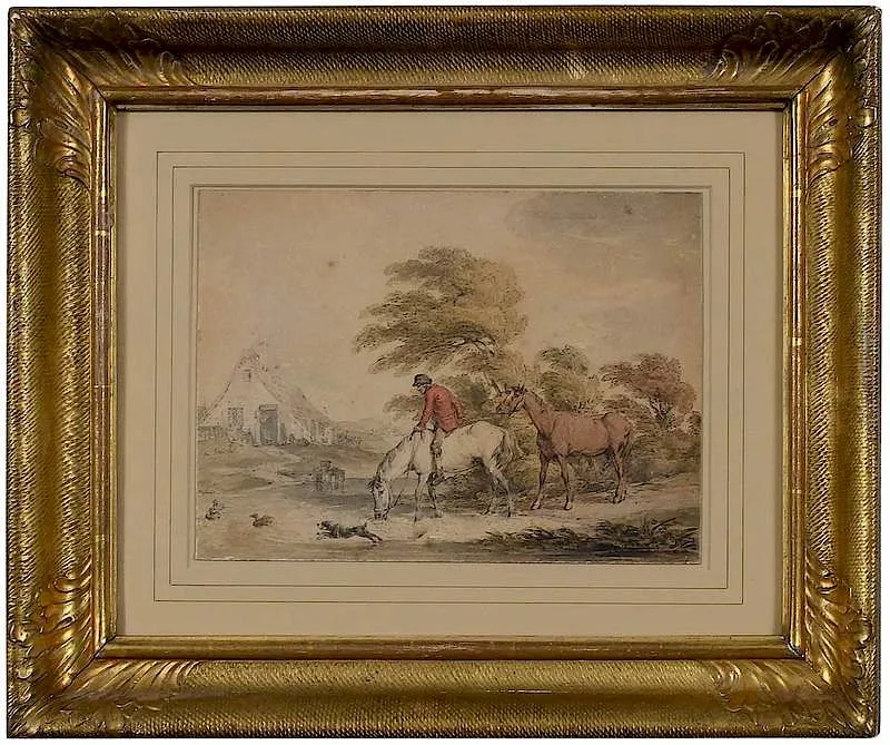 Returning Home by George Morland, pen and ink and watercolor on paper, sold Nov 2019