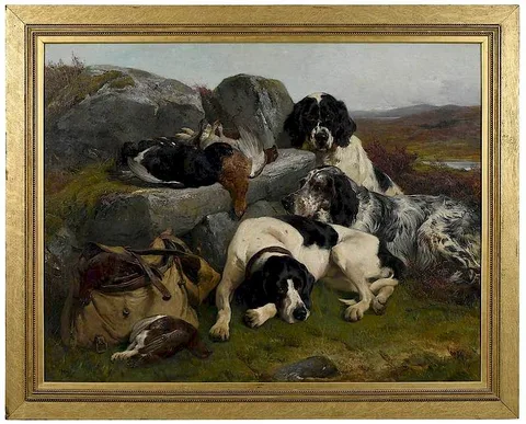 John Sargeant Noble, ˜The Day's Bag, 1888, oil on canvas with "Rowney..London" colorman stamp
