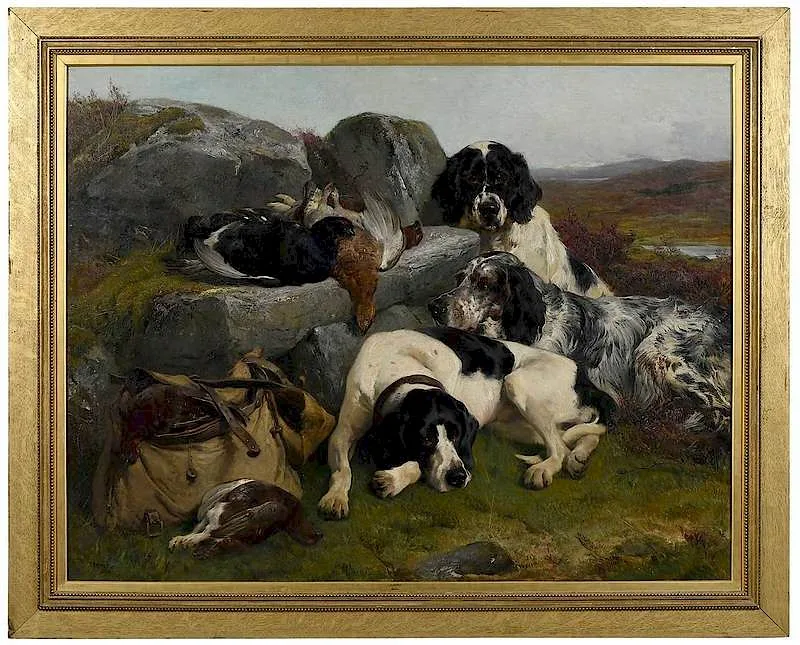 John Sargeant Noble, ˜The Day's Bag, 1888, oil on canvas with "Rowney..London" colorman stamp