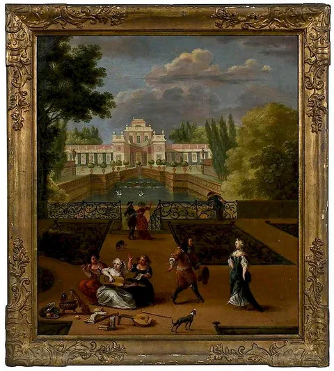 Musical Party and Elegantesÿon a Garden Terrace by David Teniers the Younger, oil on panel, sold Nov 2019