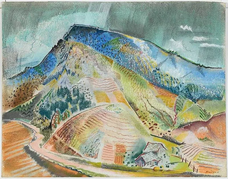 Mountain Farm by Will Henry Stevens, pastel on paper, sold Nov 2019