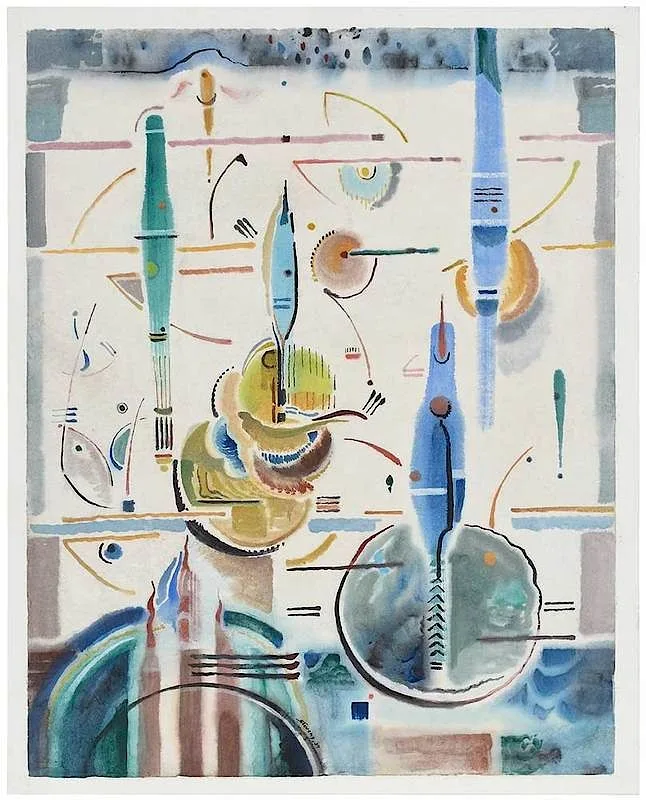 Modern Abstraction by Will Henry Stevens, 1939, watercolor on mulberry paper, sold Nov 2019