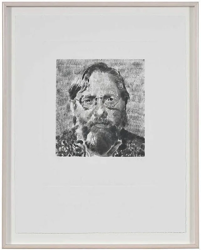 John I by Chuck Close, 1990, publisher,˜3-run direct gravure on paper, sold Nov 2019