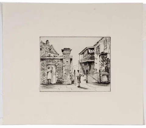 Gate on Archdale Street (H. 203) by Alfred Heber Hutty, drypoint etching on cream wove paper, sold Jan 2017
