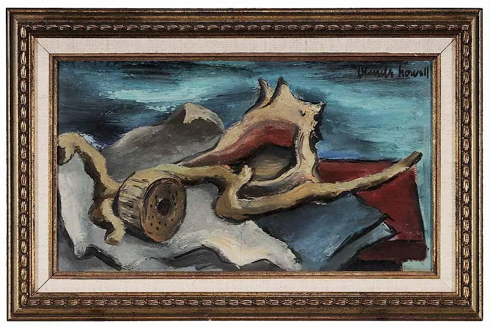 Conch Shell by Claude Flynn Howell, 1945, oil on fiber board, sold Jan 2017