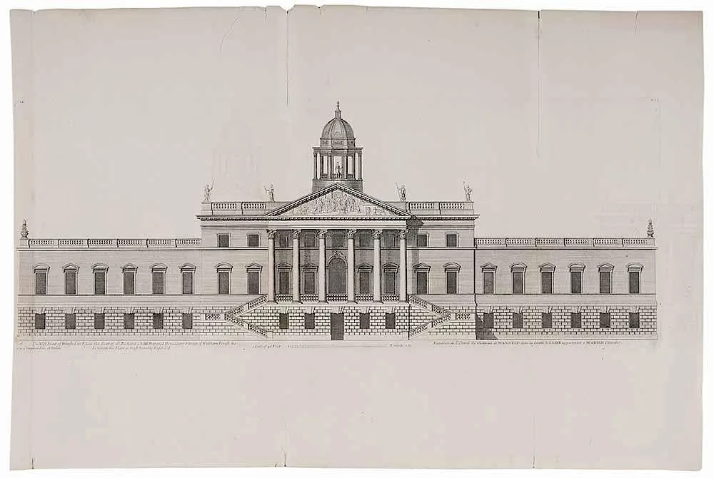 Four architectural elevations: from [Vitruvius Britannicus], London by Colin Campbell, engraving on laid paper, sold Jan 2017