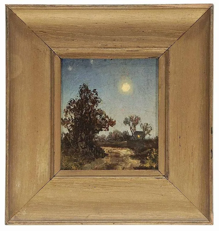 Moonlight by Ralph Albert Blakelock, oil on fiberboard, sold Nov 2016