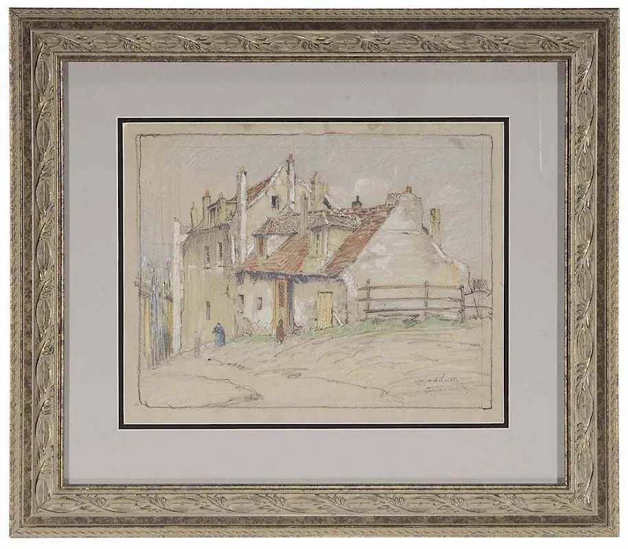 The House Mimi Pinson, Montmartre, Paris by Alfred Heber Hutty, pastel and pencil on brown paper, sold Nov 2016