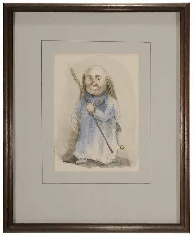 Werner Wildner, Man with Staff, watercolor over pencil on paper