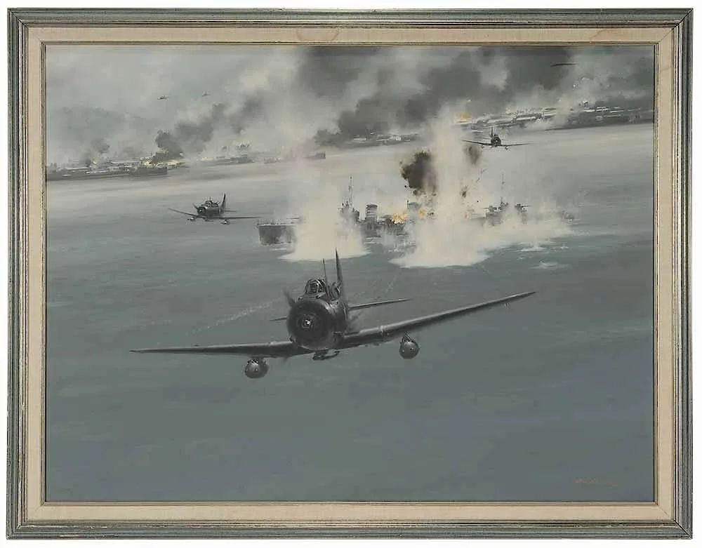 Robert G. Smith, SBDs attacking at Guadalcanal (#840), oil on canvas