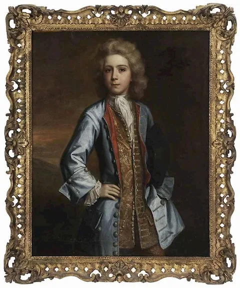 Charles van Loo, Portrait of a Boy in Blue Coat and Brocade Waistcoat, circa 1760, oil on canvas
