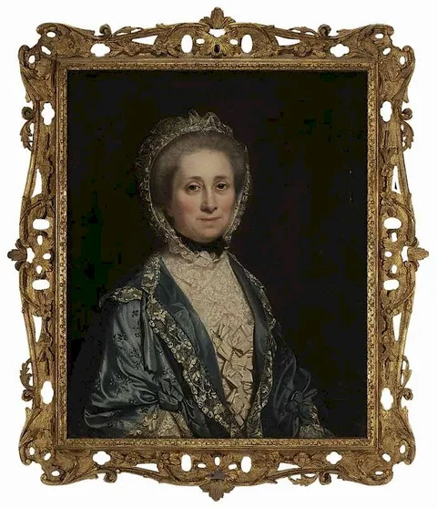 Thomas Beach, Portait of a Lady in Blue Lace-trimmed Gown, Aged 50, 1769, oil on canvas