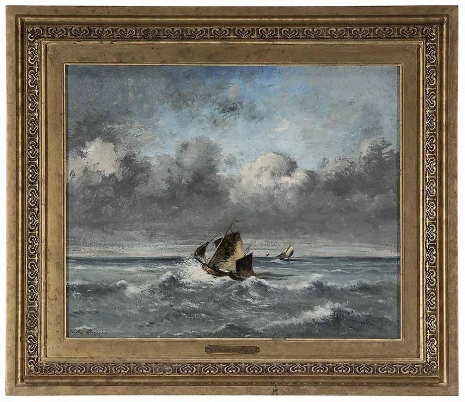 Marine (A. 434) by Jules Dupré, circa 1868-1872, oil on paperboard, sold Nov 2016