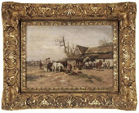 Wilhelm Velten, Halt of Cavaliers, oil on panel