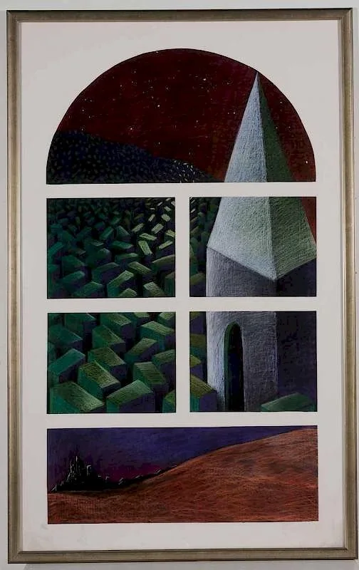Dana M. Cibulski, Temples, 1990, pastel on on six sheets of paper