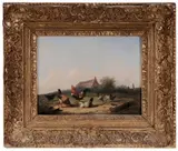 Cornelius Van Leemputten, Chickens in a Pasture